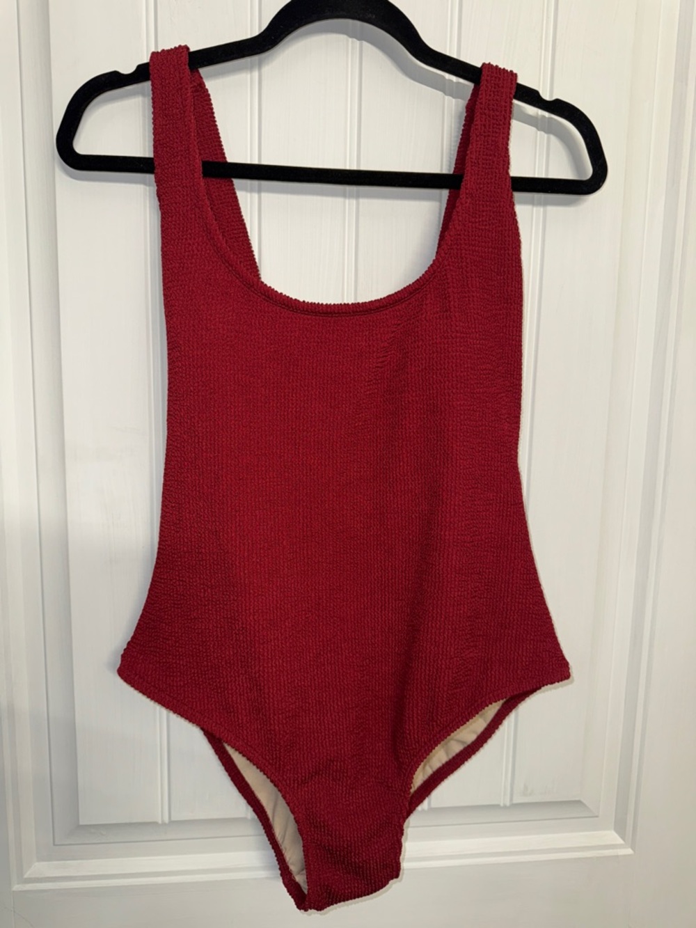 NWT Kona Sol Burgundy Scoop Neck Textured one piece bathing suit